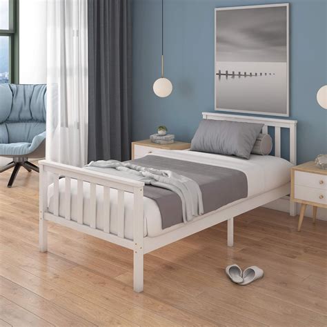 Panana Single Bed In White Ft Single Bed Wooden Frame White For Adults