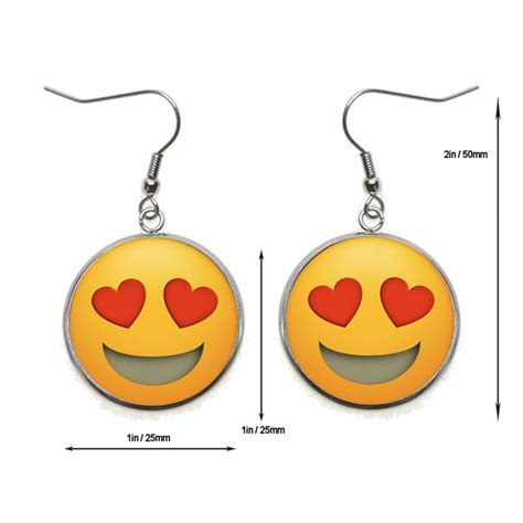Smiley Face Love Emoji Earrings Cutependant Cabochon Dangle Etsy