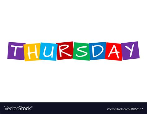 Thursday Text In Colorful Rotated Squares Vector Image