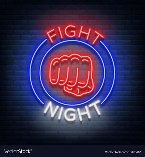 Fighting Night Logo Neon Sign Isolated Royalty Free Vector