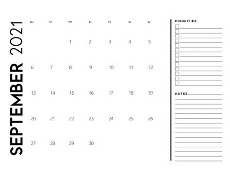 These calendars are great for family, clubs, and other organizations. Free 2021 Calendar Priorities And Notes - World of Printables