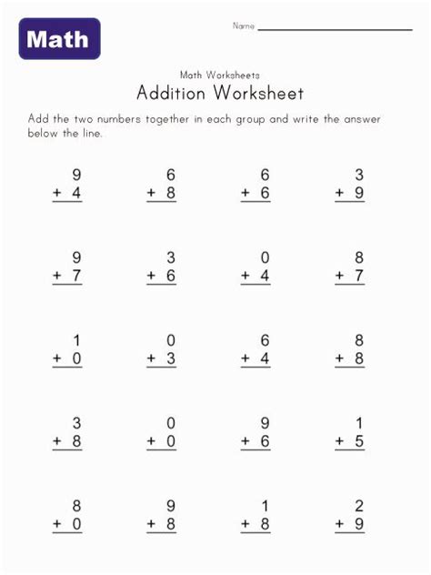 Easy Addition Worksheets | Multiplication worksheets, Printable