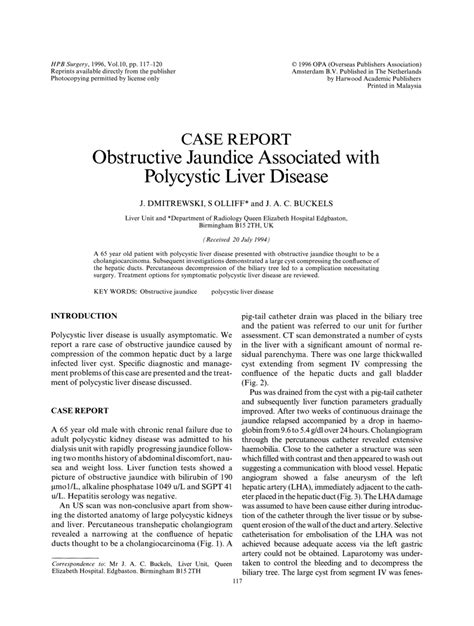 Pdf Obstructive Jaundice Associated With Polcystic Liver Disease