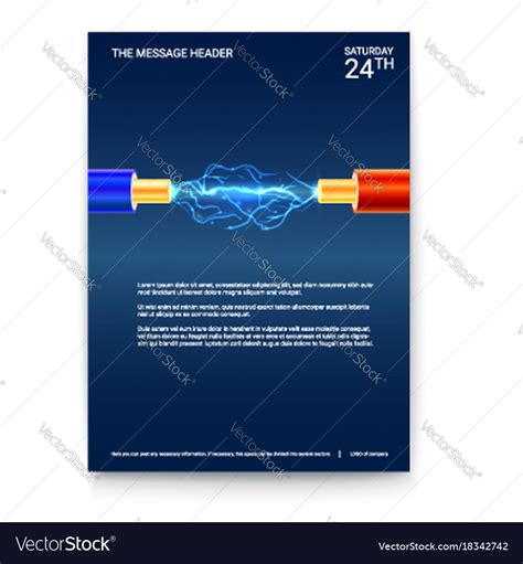 Poster Design Electric Cable With Sparks Copper Vector Image