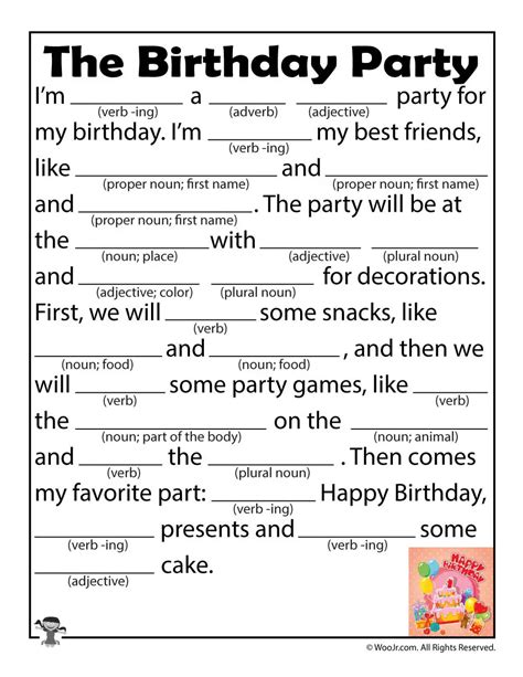 Birthday Mad Libs Printable Printable Word Searches Printable Mad Libs