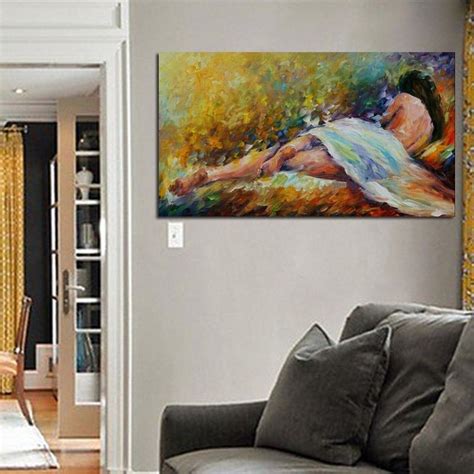 Large Hand Painted Abstract Nude Oil Paintings On Canvas Knife Sexy Laying Women Pictures