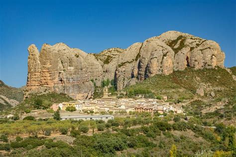 Village Below Aguero Mountains Huesca Spain Stock Photo Image Of