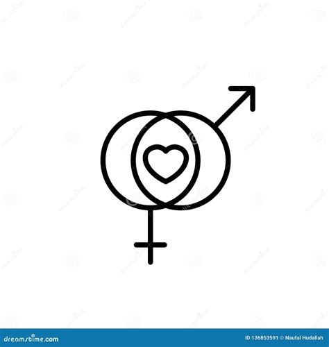 Male And Female Sex Symbol With Love Icon Simple Clean Monoline Design