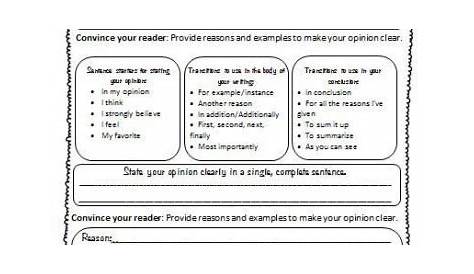 Worksheets Third Grade Opinion Writing
