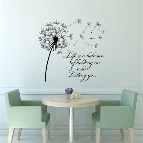 dandelion wall decal quote life is a balance holding on etsy uk dandelion wall decal wall