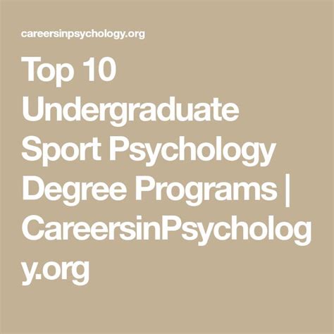 The best online courses in psychology allow you to achieve excellent learning outcomes. Top 10 Undergraduate Sport Psychology Degree Programs ...