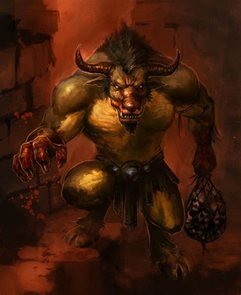 Minotaur Bull Headed Monster Born To Queen Pasiphae Of Krete After