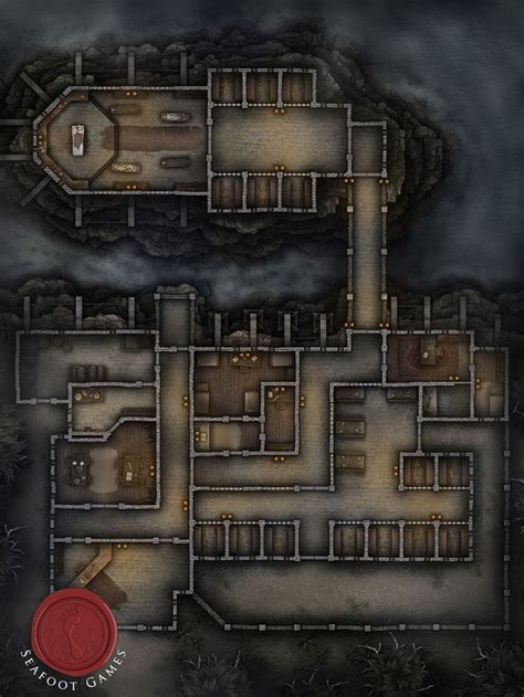 A Map Of A Castle In The Middle Of A Foggy Area With Lots Of Dark Clouds
