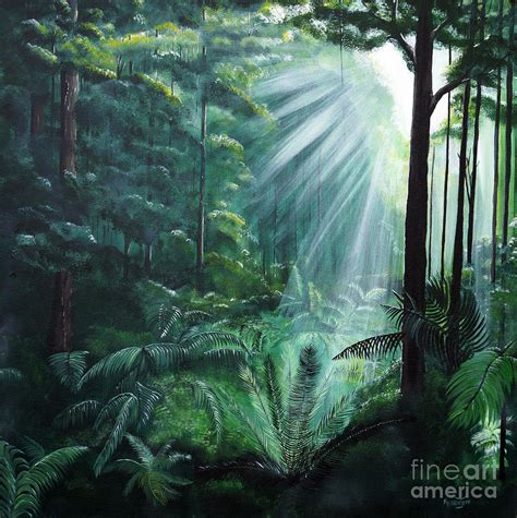Morning Rainforest Painting By Merrin Jeff