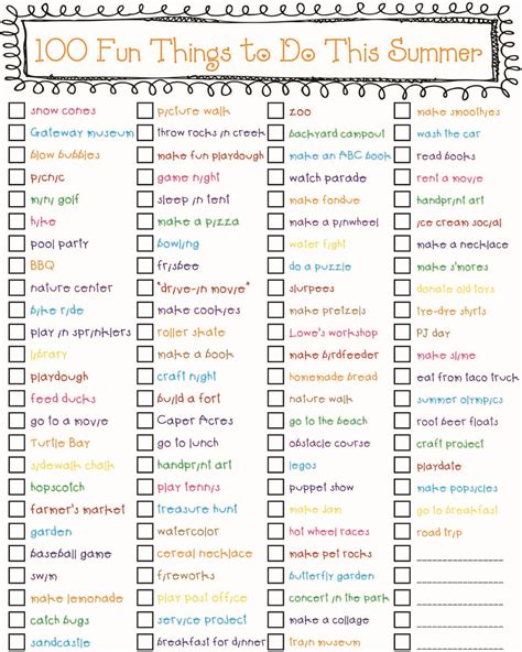 Gobs Of Giggles 100 Things To Do Summer Bucket List For Teens