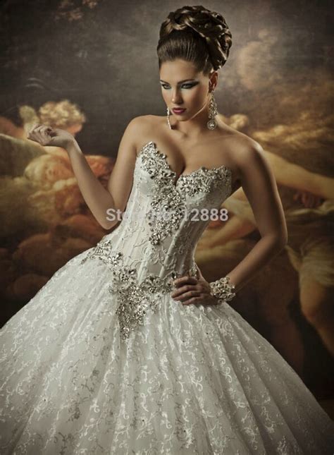 2015 Sexy Corset Beading Sweetheart Bridal Gown Vestidos De Noiva Ball