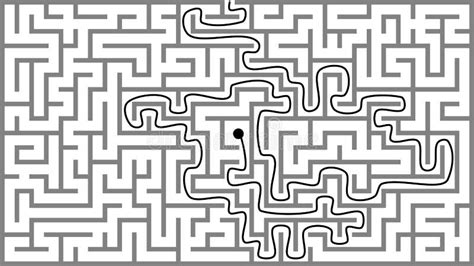 Rectangle Maze With Solution Vector Illustration Stock Vector