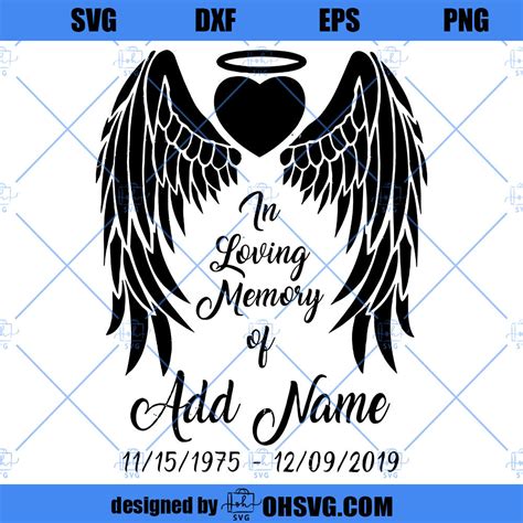 In Loving Memory Angel Wings Heart Svg Angel Wings Svg Memorial Svg