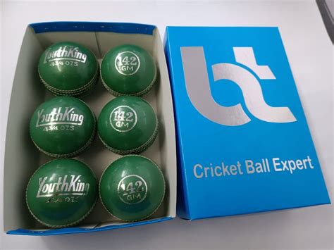 Bt Green Silver 142g Cricket Ball Pack Of 6 Genuine Leather Cricket
