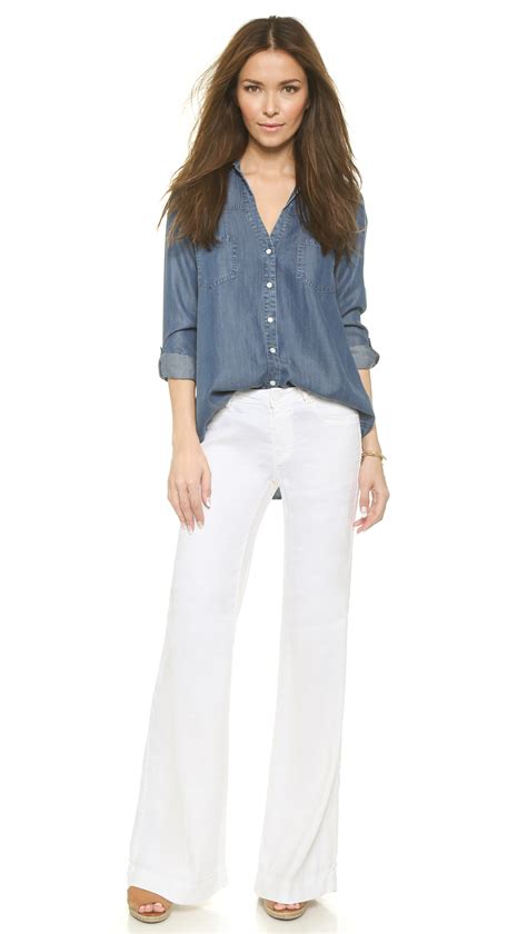 Hudson Jeans Gwen Wide Leg Linen Pants White Lyst