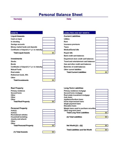 Simple Balance Sheet Templates Examples Templatearchive