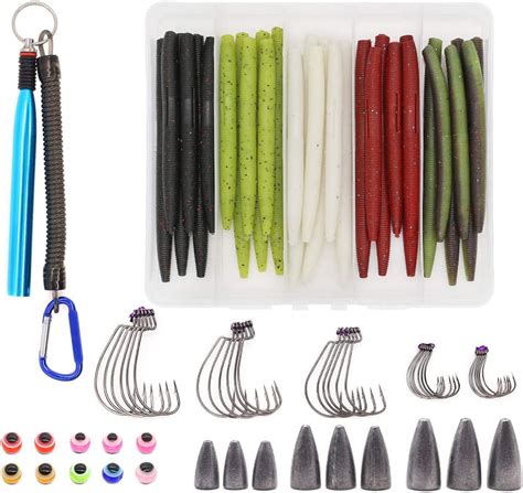 Senko Worms Bass Fishing Lure Kit 30 Pk Wacky Rig Worms Soft Plastic