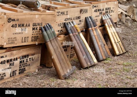 World War Ii 40mm Ammunition Shells Stock Photo Alamy
