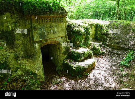 German Wwi Concrete Bunker With Original Inscription Above Entrance
