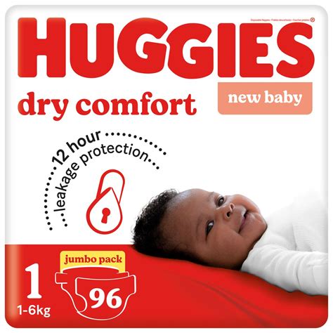 Huggies Dry Comfort Size 1 New Baby Jumbo Pack 96 Nappies Shop