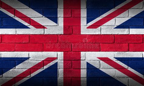 United Kingdom Flag Painted On Brick Wall Background Texture National