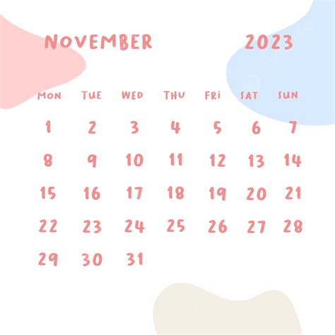 November 2023 Calendar November 2023 Month Png Transparent Image And