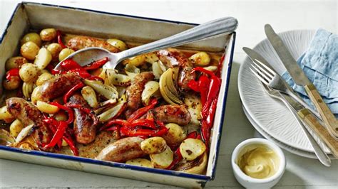 Roasted Sausage And Potato Supper Recipe Bbc Food