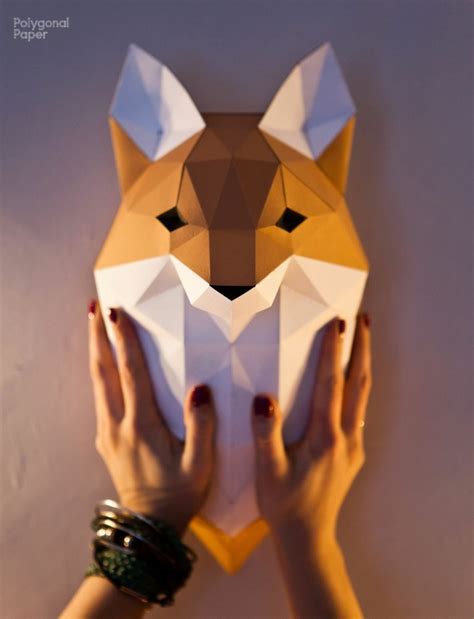Papercraft Fox 2d Paper Fox Head Template Eng Rus Fra Polygonal Paper
