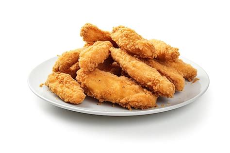 Premium Ai Image Fried Chicken Strips In Breadcrumbs Isolated On
