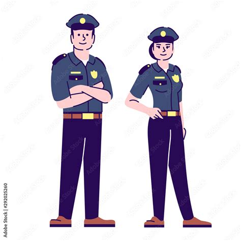 policeman and policewoman flat vector characters police officers cop in uniform cartoon