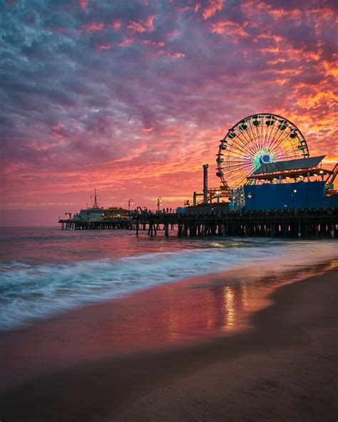 A Fiery Sunset Over Santa Monica Pier By Wojciech Szela 500px City