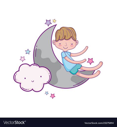 Kid Dreaming At Sky Cartoon Royalty Free Vector Image