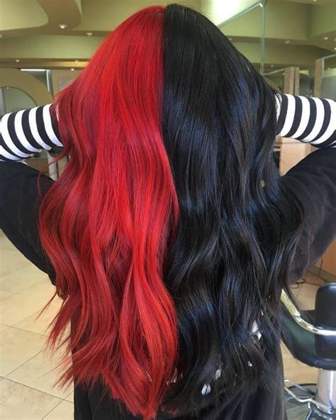 Half Red And Half Black Hair Color Ideas