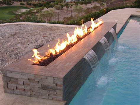 Fire And Water Feature Rectangular Swimming Pools Outdoor Fire Pit