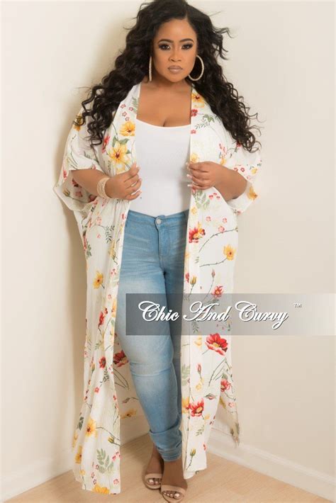 Final Sale Plus Size Floral Duster In White Floral Duster Plus Size