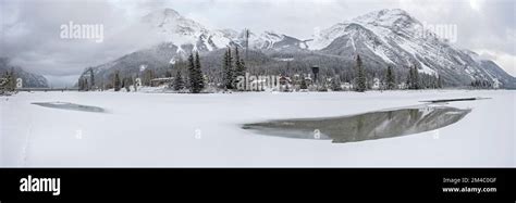 Distant Panorama Of The Village Of Field British Columbia In Yoho