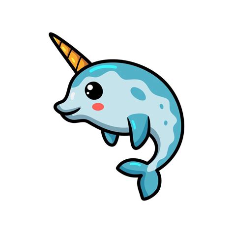 Cute Little Narwhal Cartoon Posing 10807894 Vector Art At Vecteezy