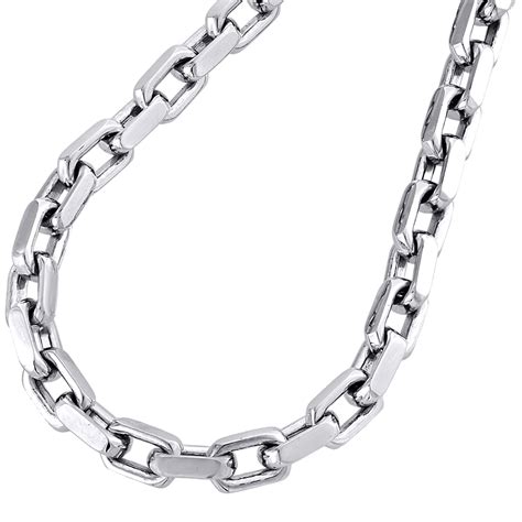 14k White Gold Solid Handmade Rectangle Square Link Chain 575mm