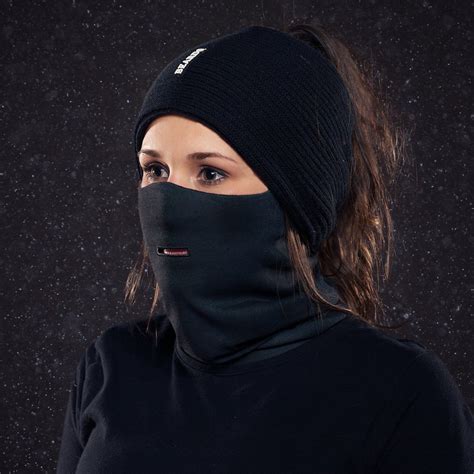 Plain Black Ski Facemask With Fresh Air Breathe Vent Beardo
