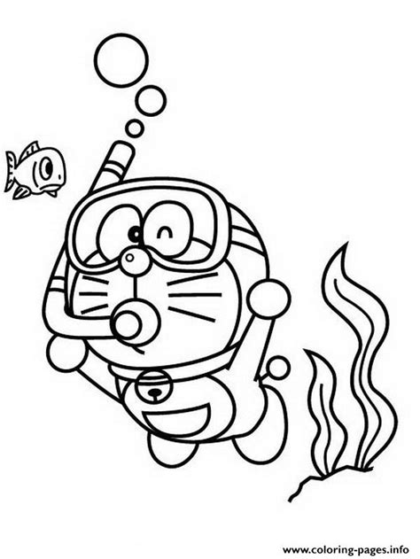 Doraemon Diving 25f6 Coloring Pages Printable