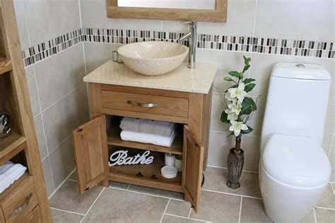 Combines practical storage space with a sleek finish. Oak Unit | Cream Marble Top & Cream Marble Basin 502C25C ...