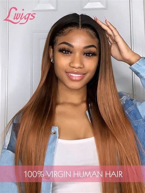Straight T1b30 Ombre Color 180 Density Hd Lace 360 Lace Frontal Wig
