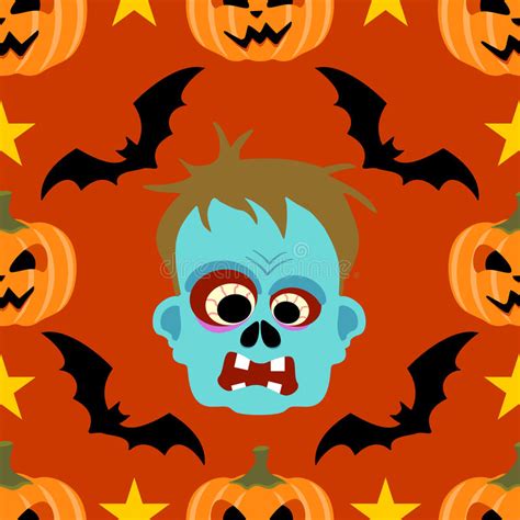 Seamless Halloween Background With Zombie Stock Vector Illustration