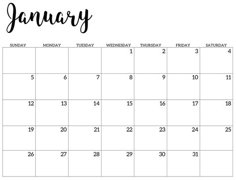 Pick Printable Monthly Calendar January 2020 Calendar Printables Free
