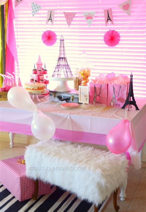 Pink paris damask party >> whether you are seeking inspiration for a little girl's birthday party, a baby shower, a sweet sixteen or quinceanera celebration, or a girl's night out i'm pretty sure, if you are throwing a paris themed birthday party, the expectation is that there will be eiffel tower decorations. Paris Themed Birthday Party - Craft-O-Maniac
